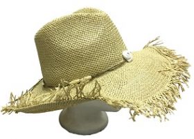 Casual hat toyo weave w fringy edge