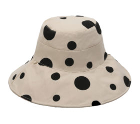 Casual Hat cotton dome reversible big Polk dot hat Bk/Ivory