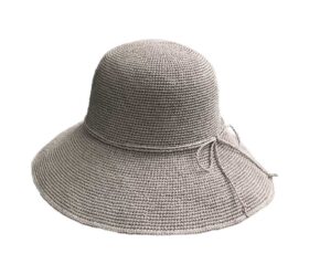 Casual Hat Raffia cloche m brim with bow grey