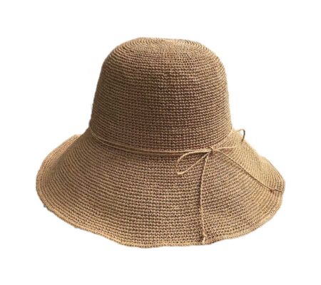 Casual Hat Raffia cloche m brim with bow natural