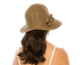 Alternative view of Casual Hat Mix Straw braid back split bucket hat natural